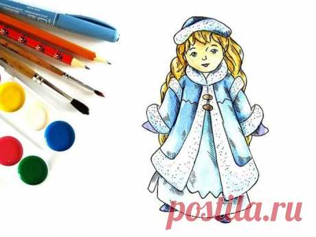 ​Рисуем с детьми Снегурочку