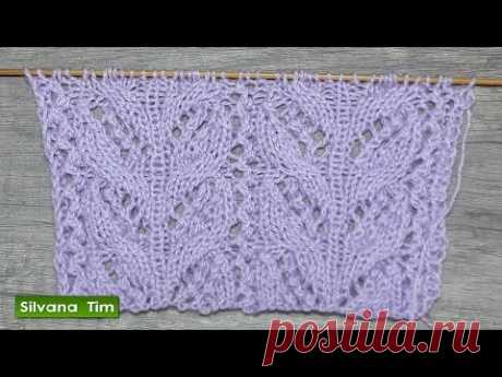 Punto calado HOJAS. Tutorial con diagrama tejido con dos agujas # 577