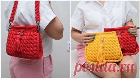 Beautiful crocheted handbag in 2 hours. A lesson for beginners Красивая вязаная сумка за 2 часа