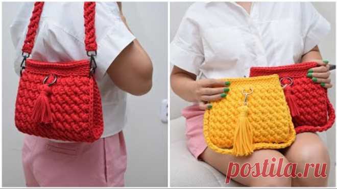 Beautiful crocheted handbag in 2 hours. A lesson for beginners Красивая вязаная сумка за 2 часа