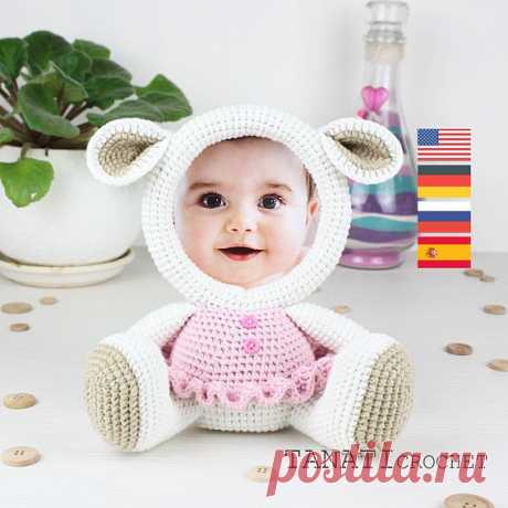 Crochet Pattern of Photo Frame LAMB Tutorial PDF file