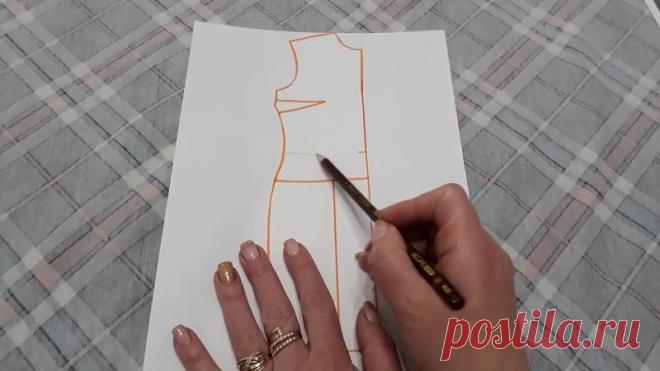 Запись на стене Корректировка выкройки платья. Выступающий живот.#Видео_мк от канала Я женщина