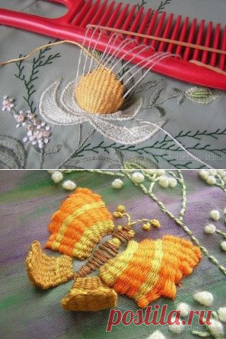 Вышивка при помощи расчески.