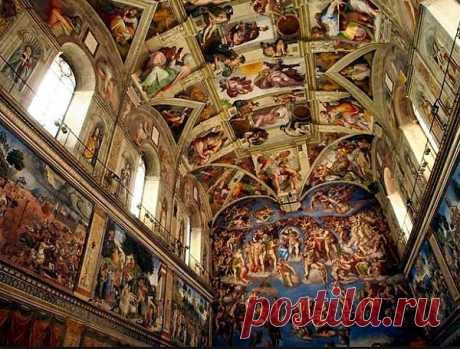 Итальянские шедевры. Сикстинская капелла - титанический труд Микеланджело - Многие годы ушли на то, чтобы передать все картины Священного Писания в Сикстинской капелле. Это был невероятно титанический труд. Более четырех лет Микеланджело провел, лежа на помосте и расписывая потолок