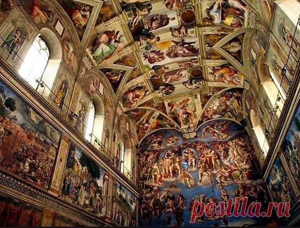 Итальянские шедевры. Сикстинская капелла - титанический труд Микеланджело   -    Многие годы ушли на то, чтобы передать все картины Священного Писания в Сикстинской капелле. Это был невероятно титанический труд. Более четырех лет Микеланджело провел, лежа на помосте и расписывая потолок