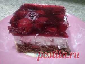 Торт с желе,творогом и вишней - Простые рецепты Овкусе.ру