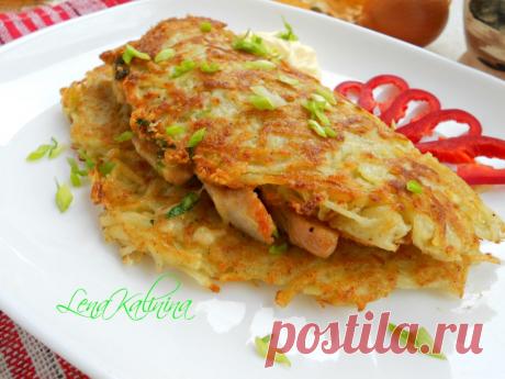 Картофельные лепешки с курицей и сыром Картофельные лепешки с курицей и сыром - это сытное и вкусное блюдо, которое легко приготовить из доступных ингредиентов. Хрустящие снаружи и нежные внутри, они идеально подходят для обеда или ужина. Подавайте с любимым соусом и свежими овощами для полного наслаждения.