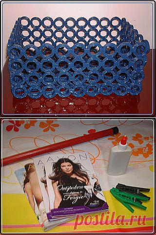 Плетение из газет: корзина из каталогов Avon | Своими руками