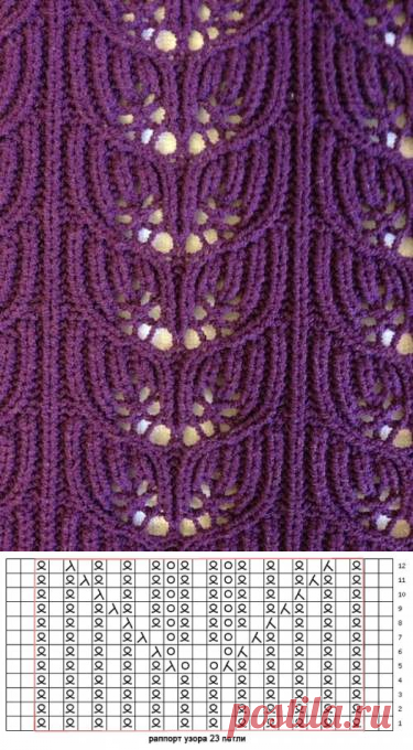 Шикарные узоры спицами со схемами! Большая подборка | Вяжем Тут