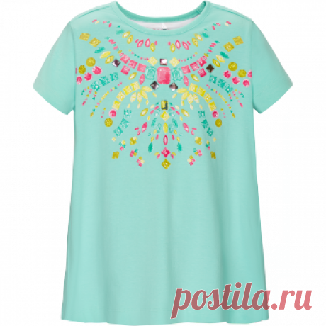 Футболка с коротким рукавом для девочки, цвет аквамарин