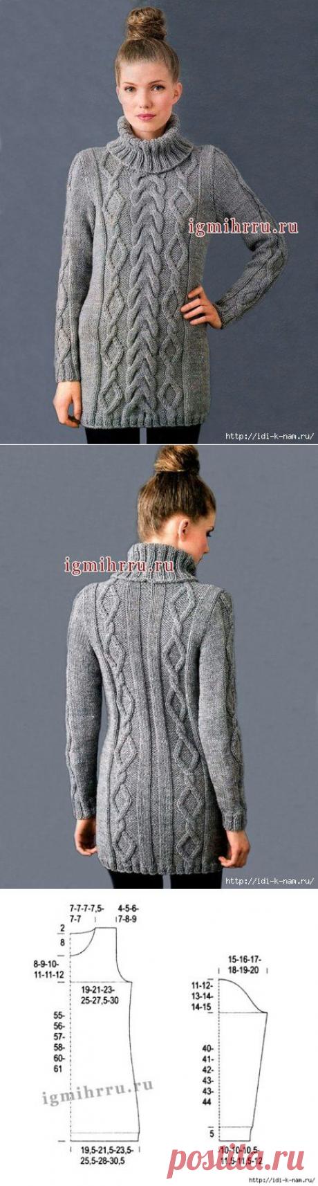 свитер с объемными аранами