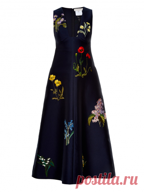 Kaitlyn botanical-embroidered duchess-satin dress | Stella McCartney | MATCHESFASHION.COM