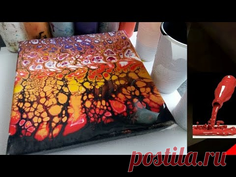Акриловая заливка, техника растяжки. Как нарисовать картину салфеткой. Fluid Art