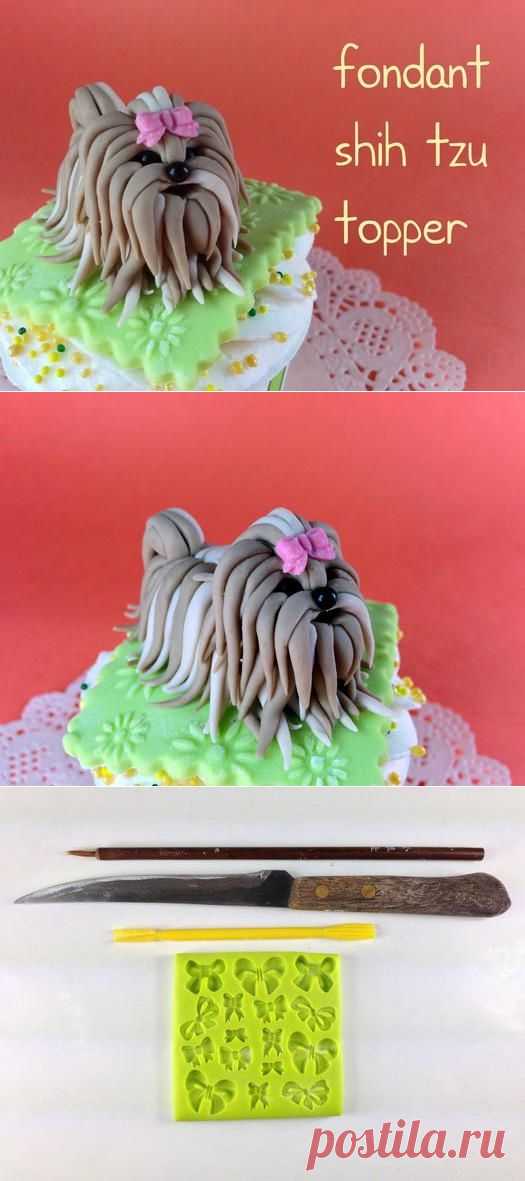 УКРАШАЕМ ТОРТ, СОБАЧКА ИЗ САХАРНОЙ МАСТИКИ.