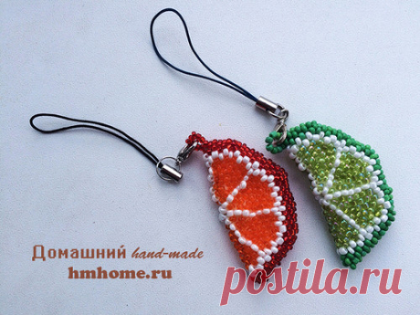 Брелок из бисера «Долька лайма» - Домашний hand-made