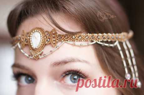 Купить диадема Капель - бежевый, беломорит, адуляр, лунный камень, капель, диадема, очелье