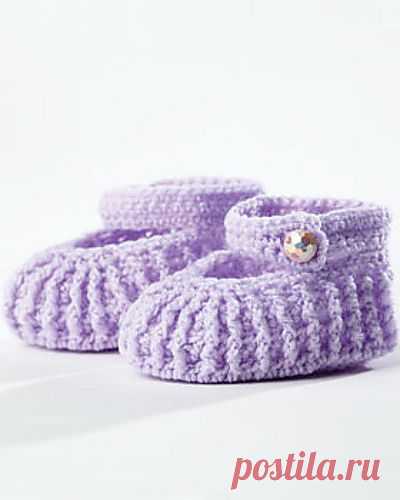 Пинетки из рельефных столбиков крючком | Мои Петельки