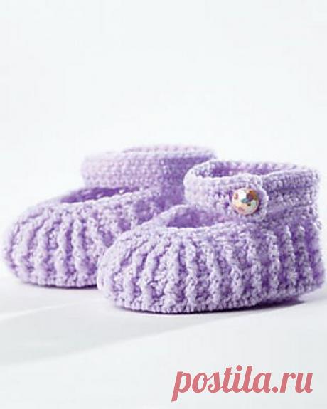 Пинетки из рельефных столбиков крючком | Мои Петельки