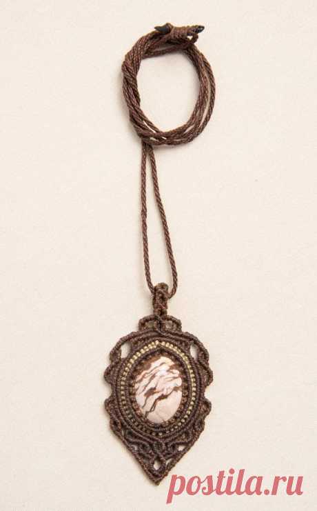 (11) Macrame necklace with Cebra Jasper (natural stone) | Макраме | Ожерелья, Природные Камни и Макраме Ожерелье