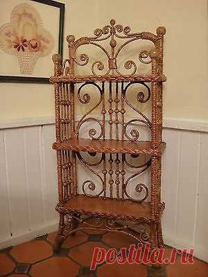 Rhea's Wicker in Miniature Bookcase - Signed & Dated 1991