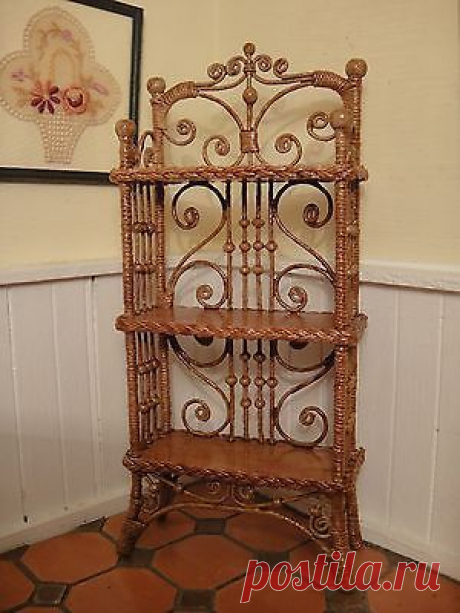 Rhea's Wicker in Miniature Bookcase - Signed &amp; Dated 1991