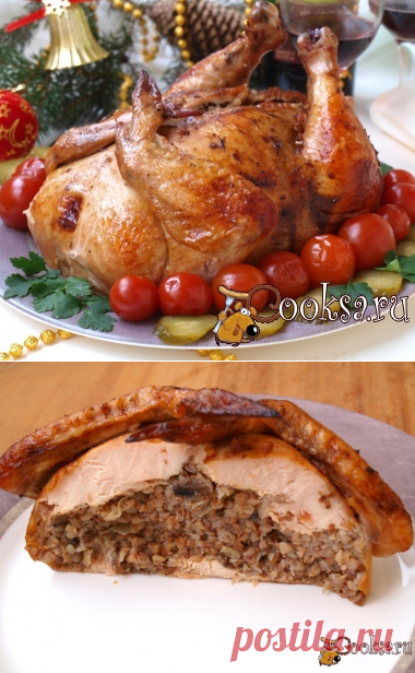 Курица фаршированная гречкой с грибами и луком фото рецепт приготовления