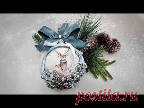 Decoupage 🎄 bauble, medallion with a deer 🎄 #cadence #decoupage #diy ...