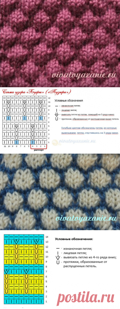 Узор буфы спицами: схемы и подробное описание выполнения пошагово