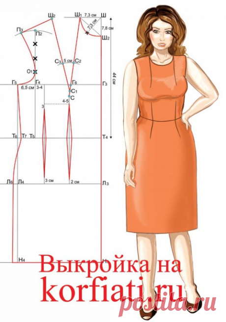 Выкройка платья на большой размер от А. Корфиати