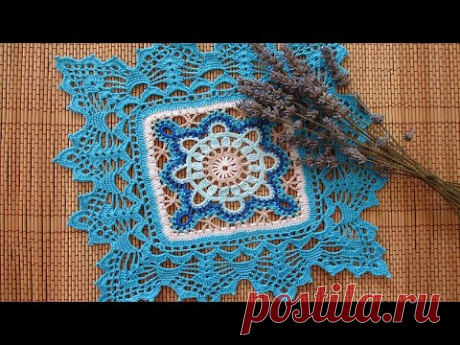 КВАДРАТНАЯ САЛФЕТКА С КРАСИВЫМ МОТИВОМ. ЧАСТЬ 3