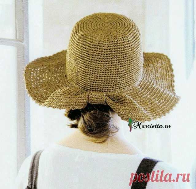 Летняя соломенная шляпка крючком. Схема вязания — HandMade