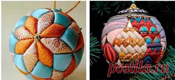 Шарик из ткани и лент на пенопластовой основе