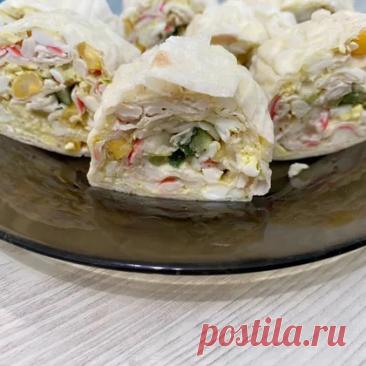 Краб-ролл в лаваше (крабовый салат) 151 ккал рецепт с фото пошаговый от Светлана Шатыркина - Овкусе.ру