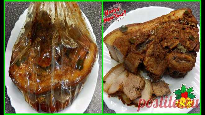 МЯСО В ПАКЕТЕ ЗА 1 ЧАС- БЕЗУМНО ВКУСНО! РЕЦЕПТ ПРОЩЕ НЕ БЫВАЕТ! МЯСО-1кгСоль-1ч.лПерец ч. молотый-1ч.лЛавровый лист-2штЧеснок-4штХмели-сунели-1ч.лКрасная паприка(для цвета)-1ст.л