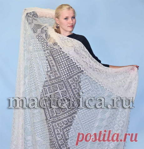 Оренбургский платок - учимся вязать , описание на русском и схемы
