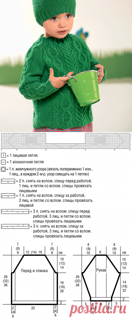 Детский свитер с «косами» - схема вязания спицами. Вяжем Свитеры на Verena.ru
