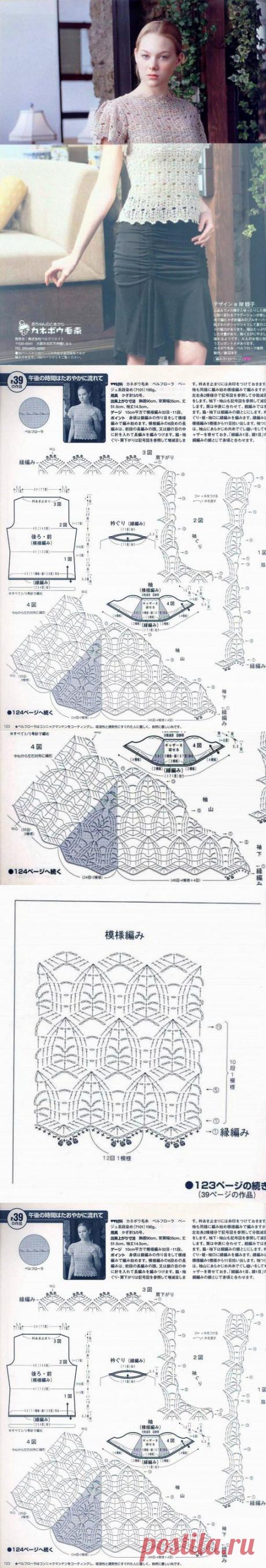 ЛЕТНЯЯ БЛУЗКА С РУКАВАМИ - КРЫЛЫШКАМИ КРЮЧКОМ