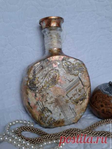 Прозрачный декупаж бутылочки «Страдивариус» - Ярмарка Мастеров - ручная работа, handmade