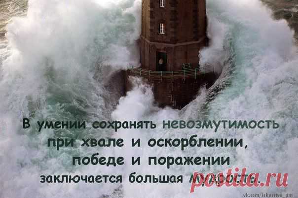 В умении сохранять невозмутимость при хвале и оскорблении, победе и поражении заключается большая мудрость.