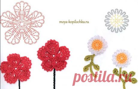 Вязаные цветы. 100 цветочных мотивов для вязания крючком со схемами - Вязание - Моя копилочка