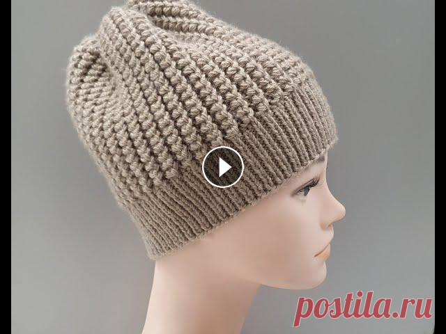 Как связать шапку спицами/шапка американской резинкой/шапка для взрослых #651 Как связать шапку спицами/шапка американской резинкой/шапка для взрослых #651...