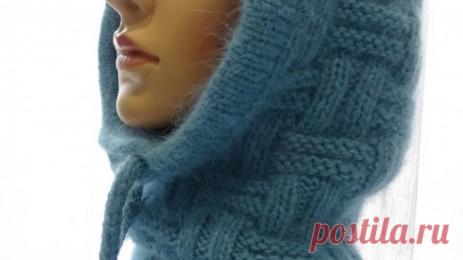 Капор с манишкой из "пуха норки" спицами