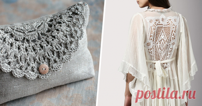 Интересные идеи декора одежды и аксессуаров вязаными элементами Вы умеете шить и не умеете вязать? Не беда, приобретите готовые вязаные элементы, такие как салфетки, дорожки, столешницы и накомодники, и вперёд! Смело декорируйте кофточки, сумочки, юбочки, броши, делайте беретики. Особенно всё это подходит к стилю бохо. А красивый кружевной зонтик очень просто сделать для себя или для своей маленькой принцессы. Покупаете готовый зонтик-трость, они сейчас…