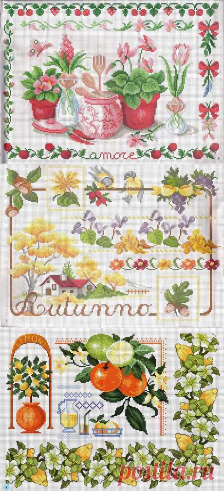 Схемы для вышивок крестиком (ягодки-цветочки).