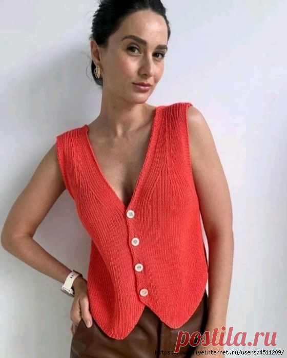 Жилет Виктория спицами. МК