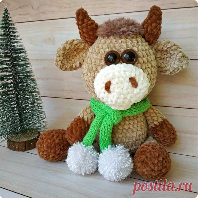 Вязаный бычок Борька крючком | Амигуруми