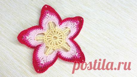 Красивый вязаный цветок крючком. Мастер-класс с фотографиями каждого шага. | Повязули. Вязание крючком и вязание С2С. | Яндекс Дзен