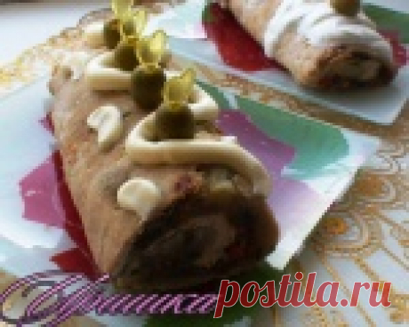 Куриный рулет с баклажанами и картофельным пюре