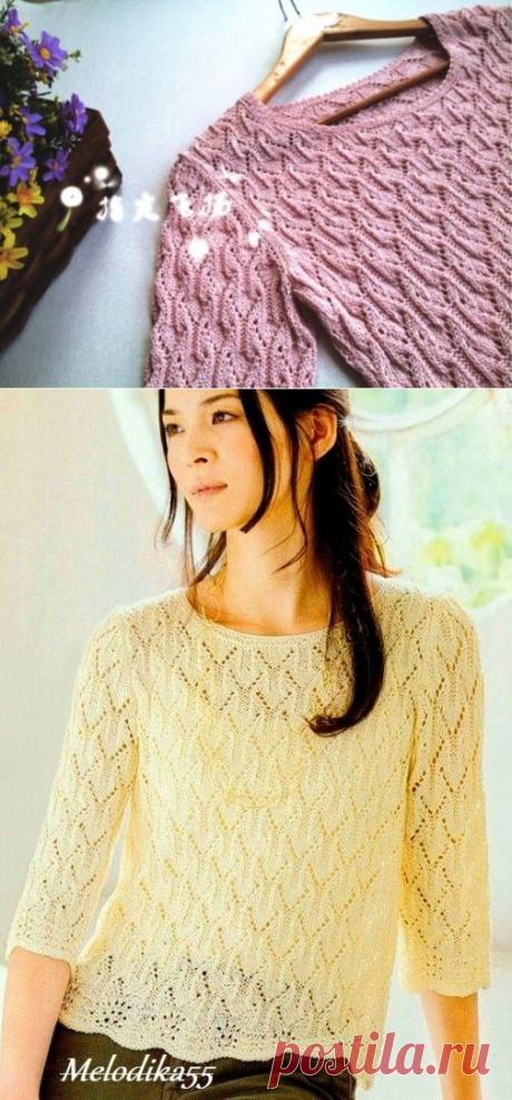 Вязание: расклешенная туника красивым текстурным узором