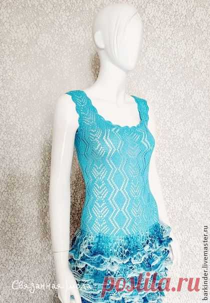 Вязаное платье в пол "Бирюзовый восторг" - платье,авторское платье,вязаное платье